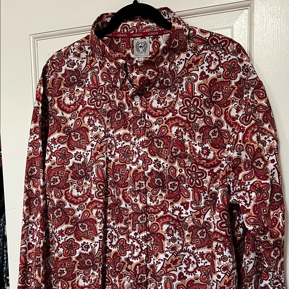 Men’s paisley western shirt large button down collar